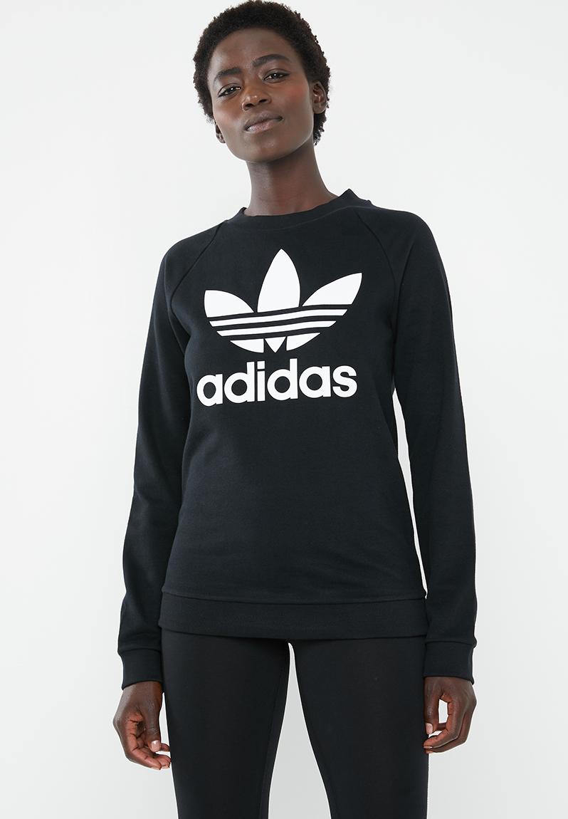 Trefoil crew sweat - black adidas Originals Hoodies, Sweats & Jackets ...