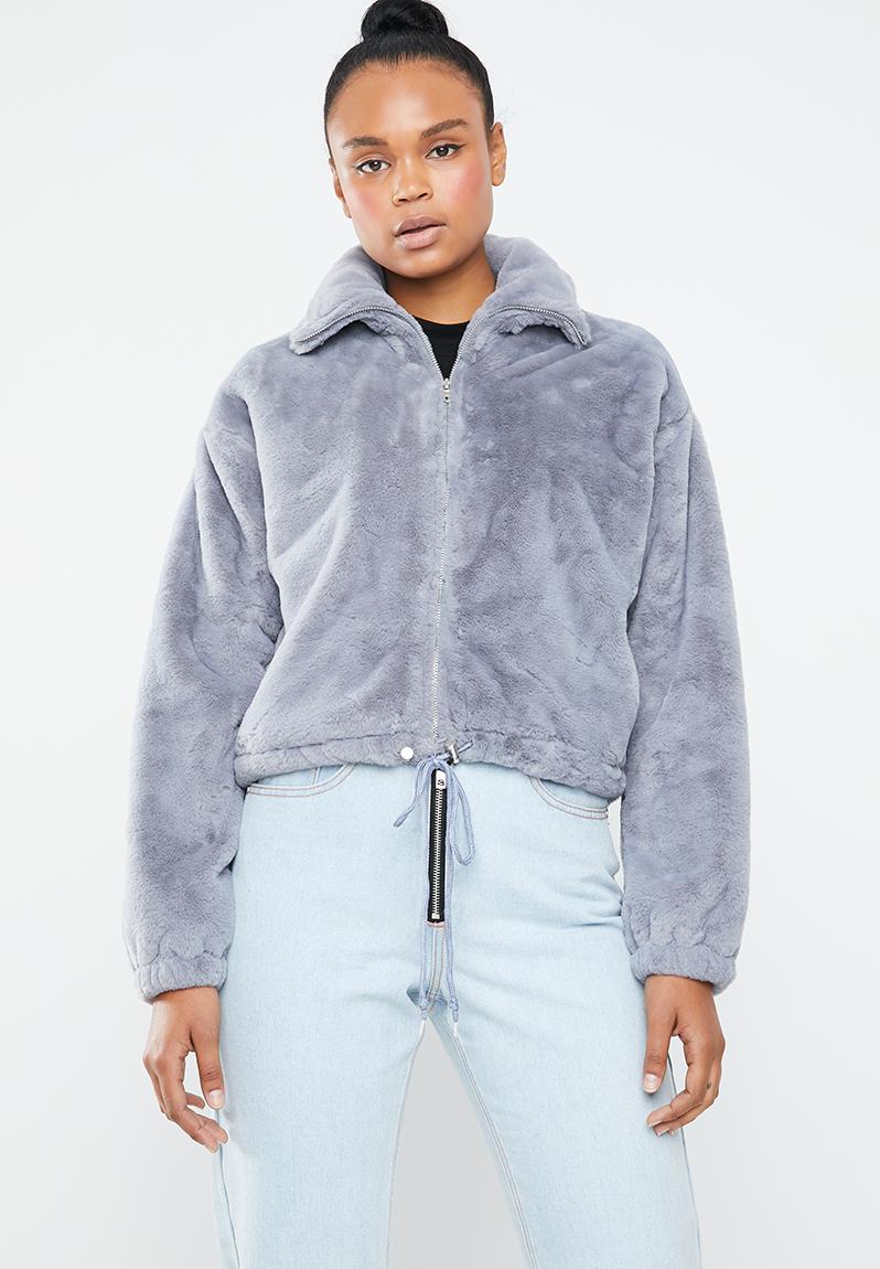 Faux fur bomber jacket - grey Missguided Jackets | Superbalist.com