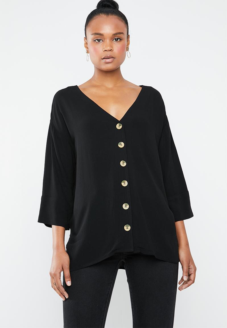 V-neck button front blouse -black Superbalist Blouses | Superbalist.com