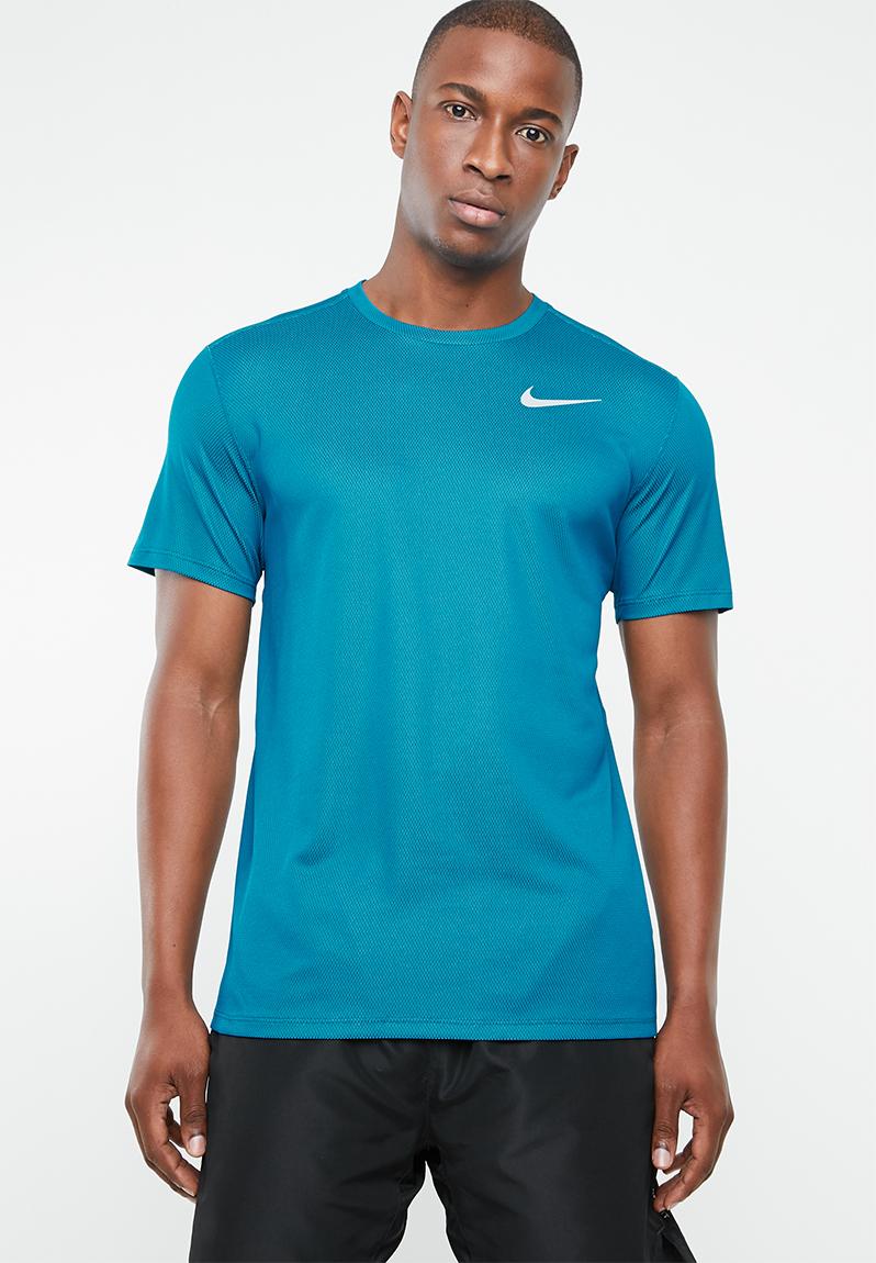 Nike dry fit breathe run short sleeve top - teal Nike T-Shirts ...