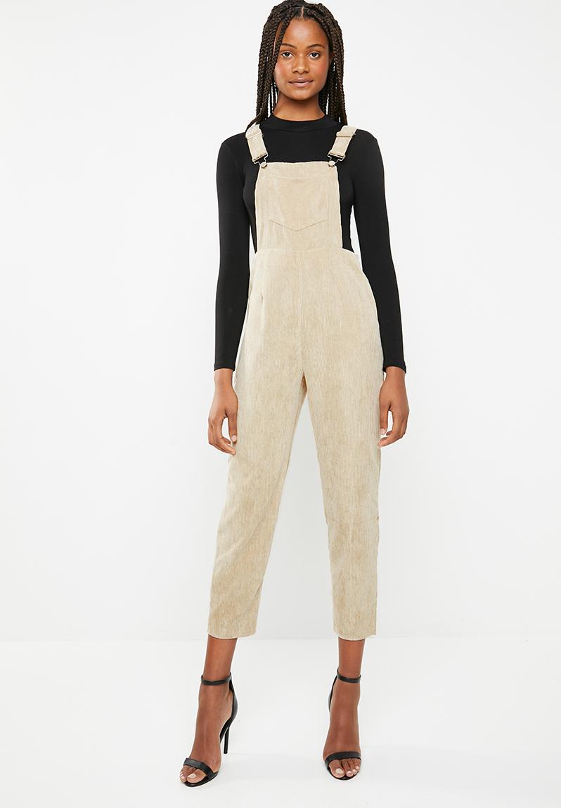 Cord Dungaree Jumpsuit Stone Missguided Jumpsuits Playsuits