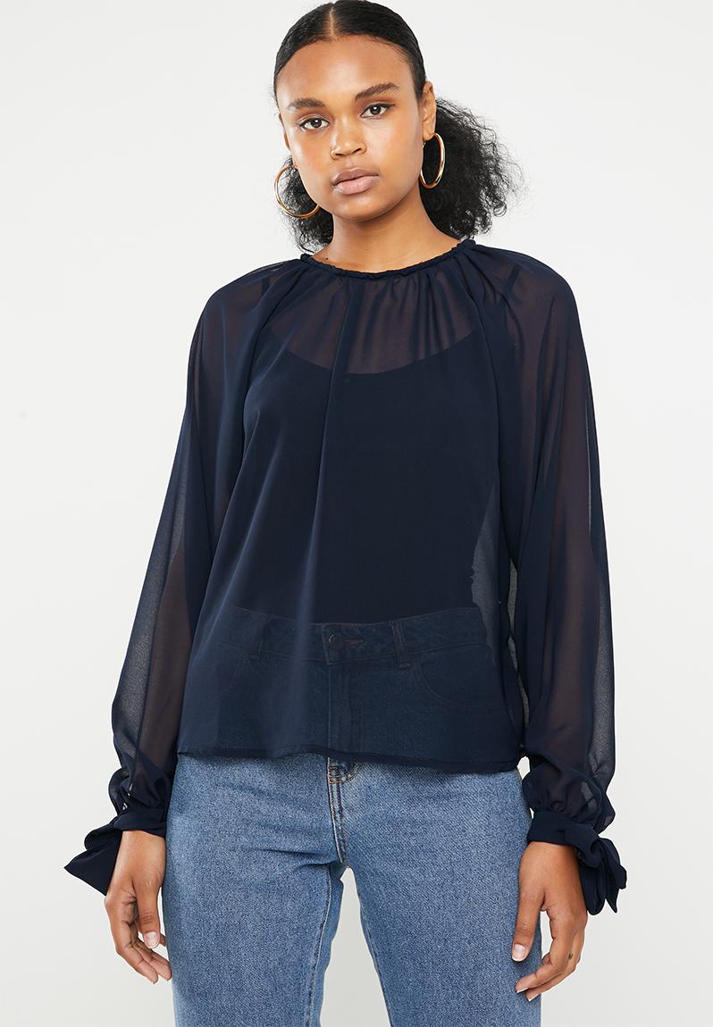 Tie sleeve blouse - navy Superbalist Blouses | Superbalist.com