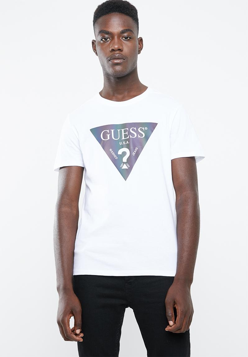 Guess hologram short sleeve tee - white GUESS T-Shirts & Vests ...