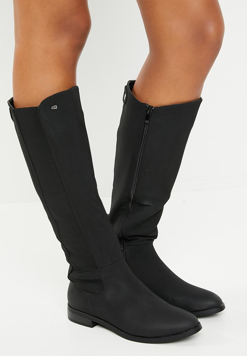 ladies black knee length boots