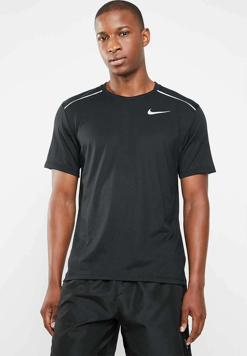 Nike breathe rise 365 short sleeve tee - black/reflective silver Nike T ...