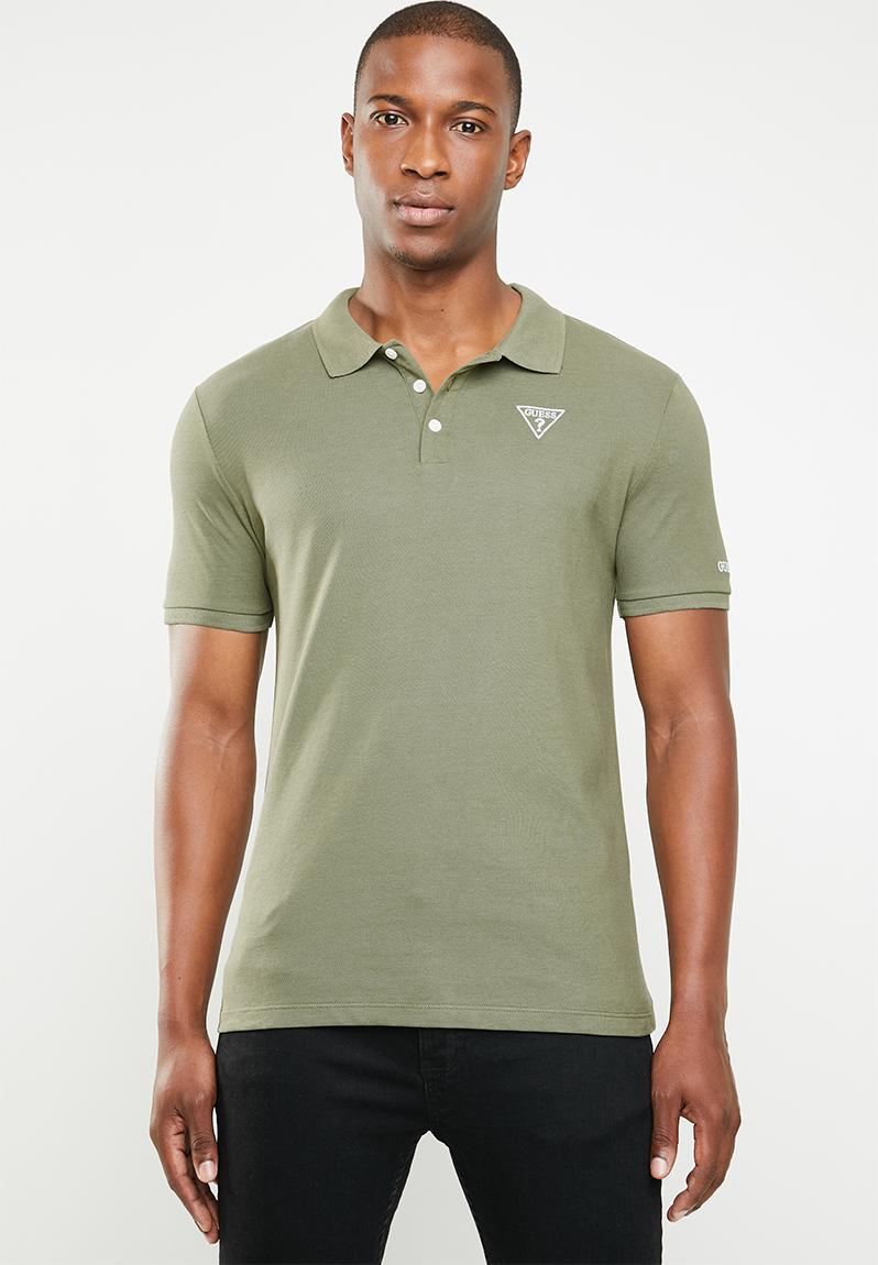Guess Classic Short Sleeve Polo Green Guess T Shirts And Vests