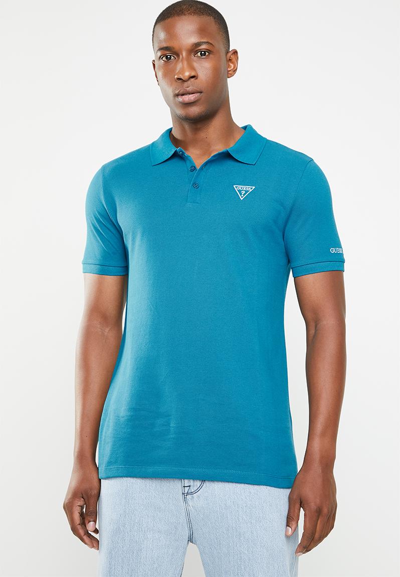 Guess short sleeve classic polo - turquoise GUESS T-Shirts & Vests ...