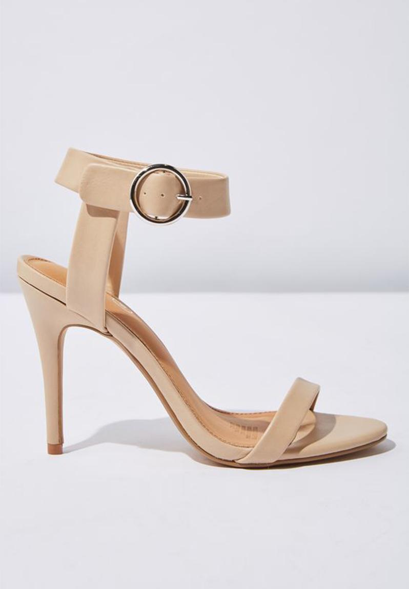 Skylar faux leather ankle strap stiletto heel - sand pu Cotton On Heels ...