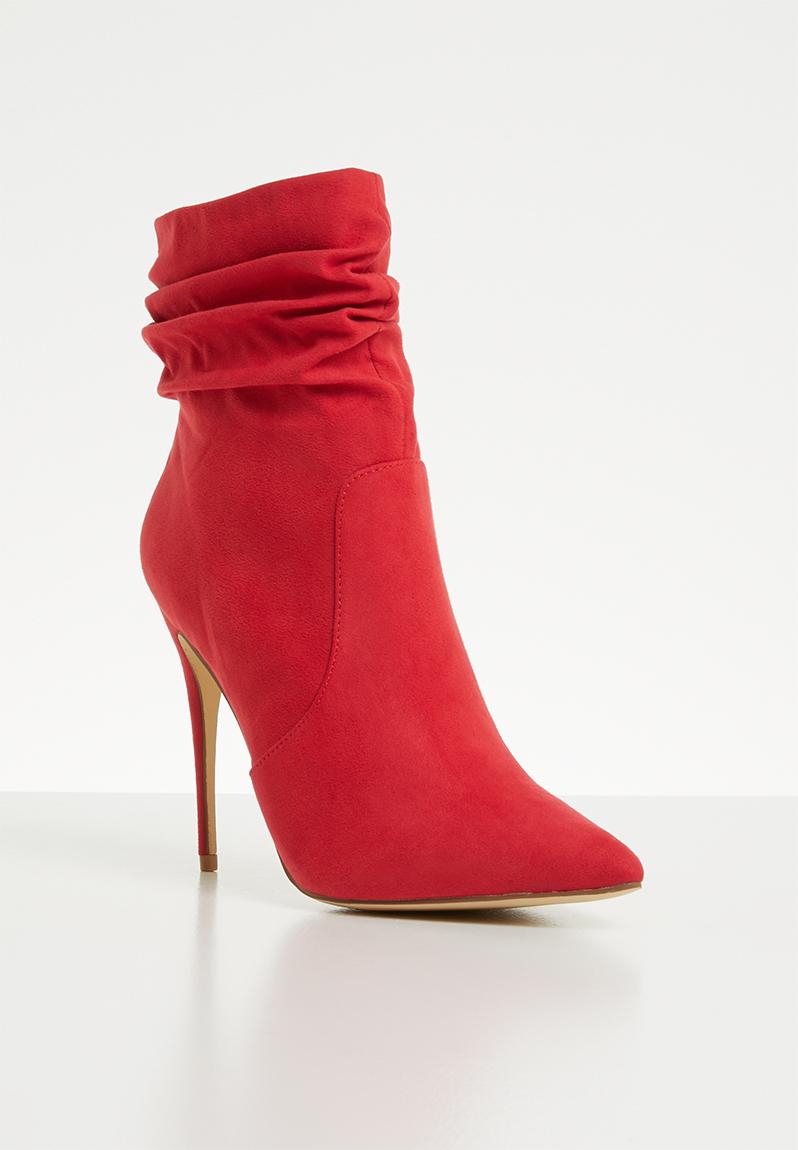 red pointed stiletto heels