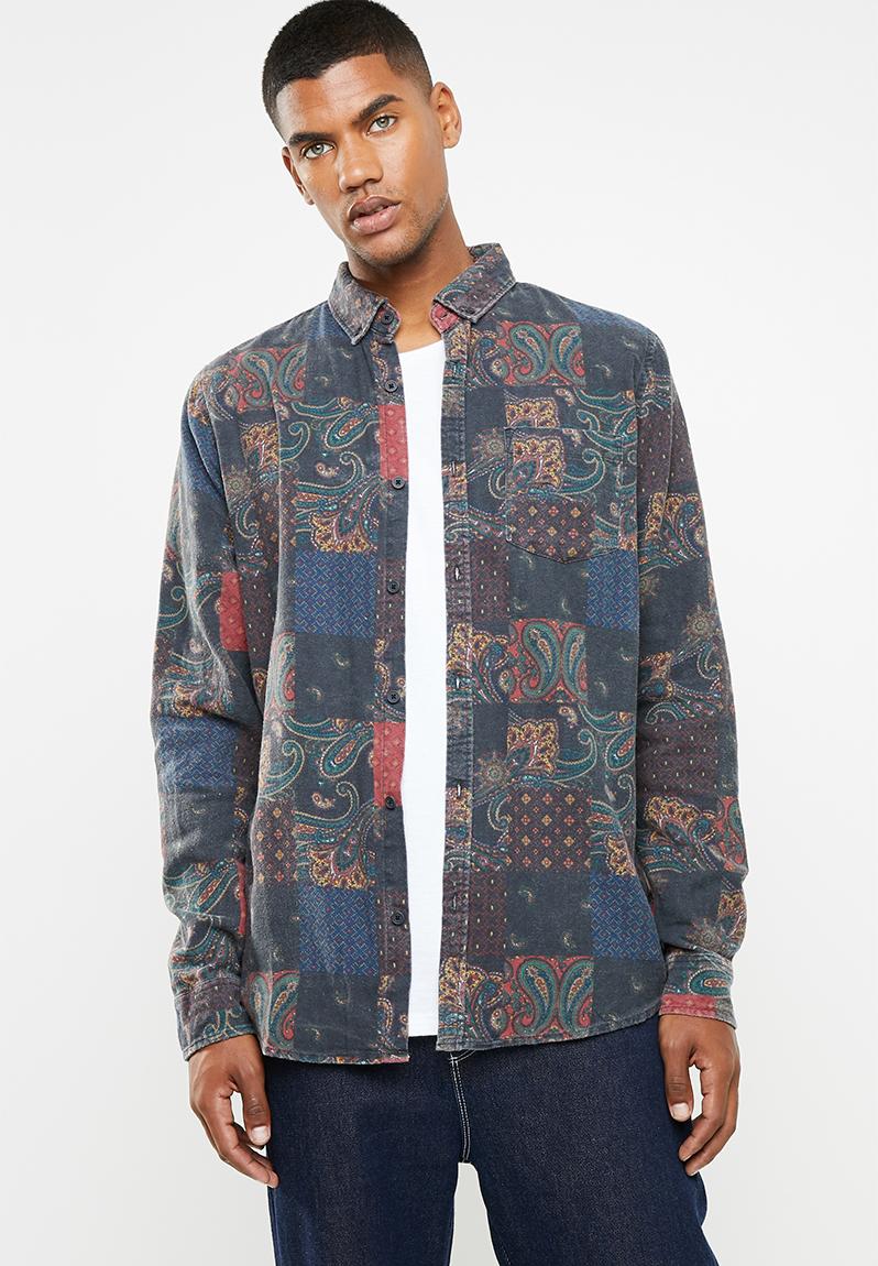 Long sleeve printed flannel shirt - paisley patch Cotton On Shirts ...