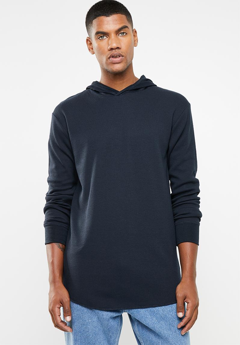Hooded waffle long sleeve T-shirt - true navy Cotton On T-Shirts ...