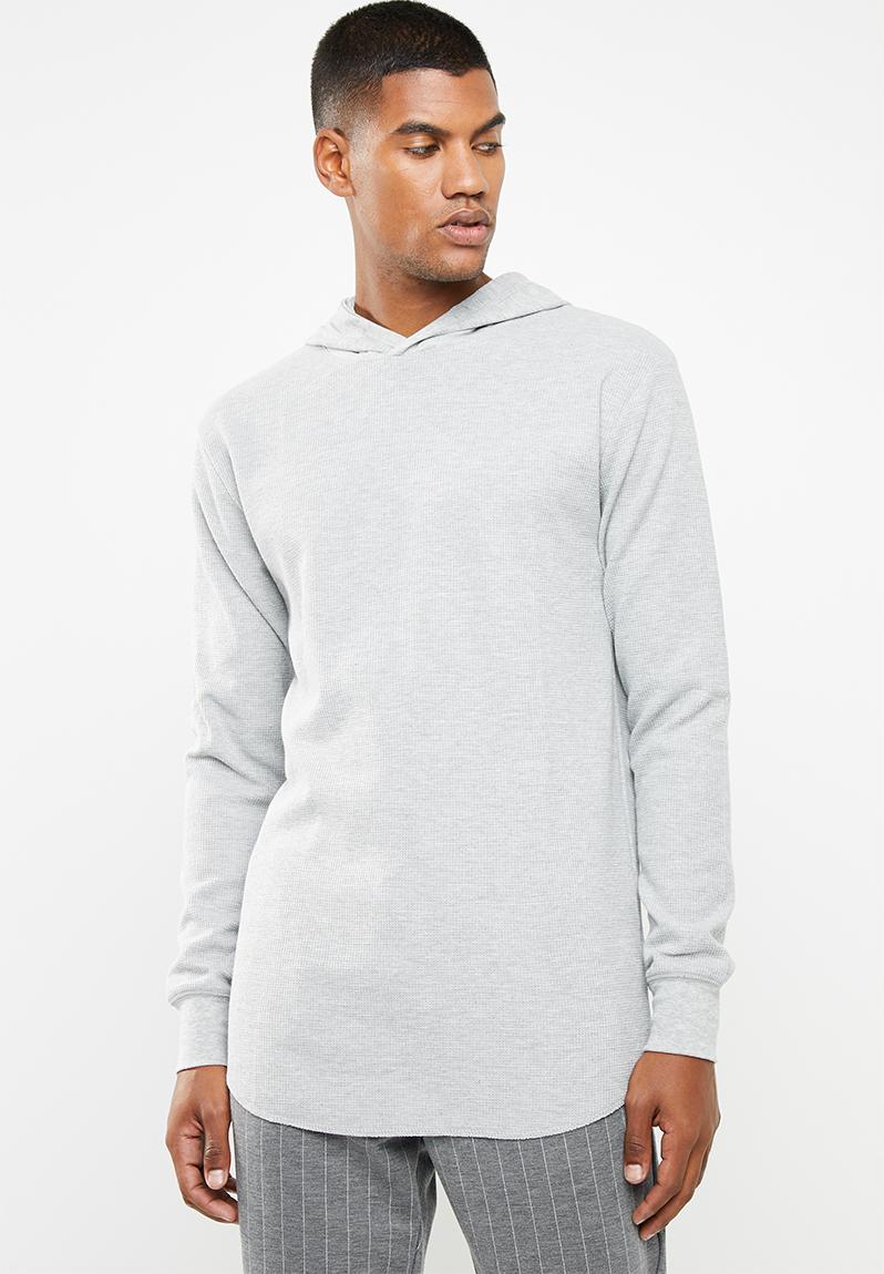 Hooded waffle long sleeve T-shirt - grey marle Cotton On T-Shirts ...