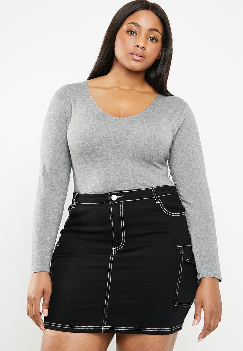 Scoop neck bodysuit - grey STYLE REPUBLIC PLUS Tops | Superbalist.com