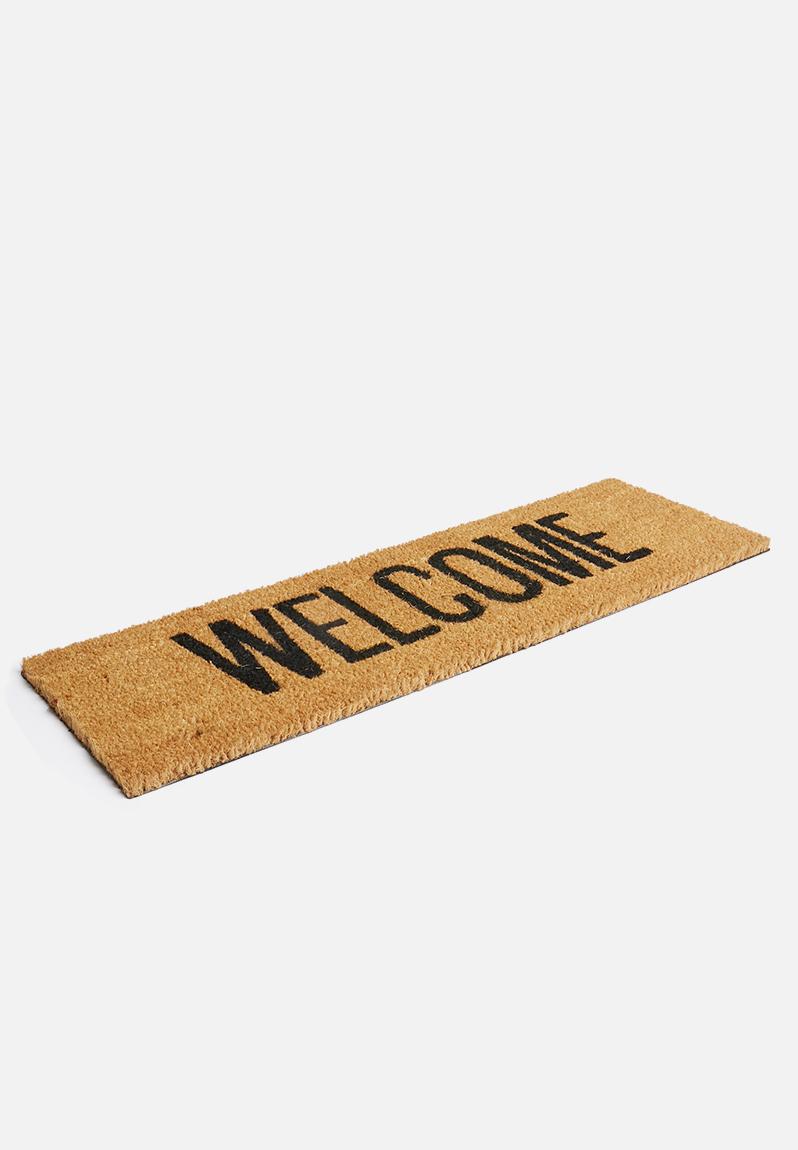 Welcome Doormat Black Coir Present Time Decor Accessories