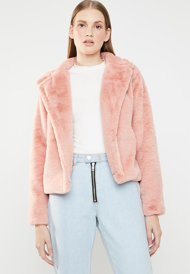 Faux fur cropped jacket - pink Revenge Jackets | Superbalist.com
