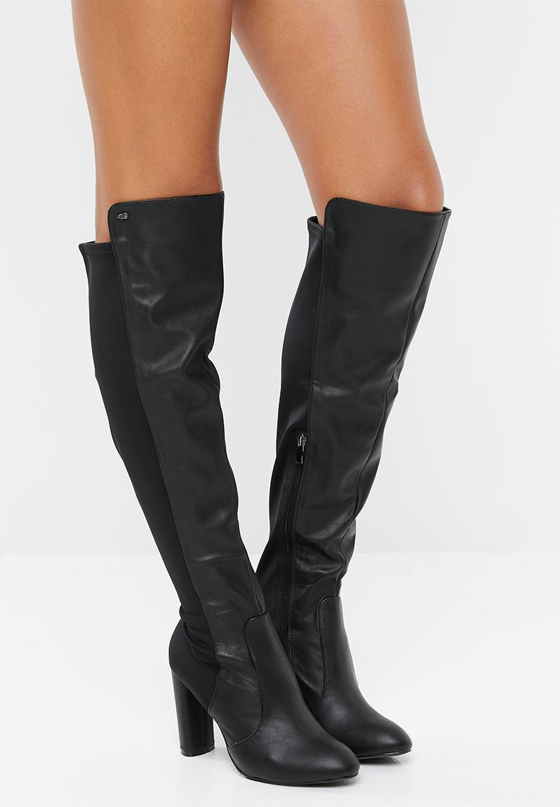 Ilana over the knee block heel boot - black Miss Black Boots ...