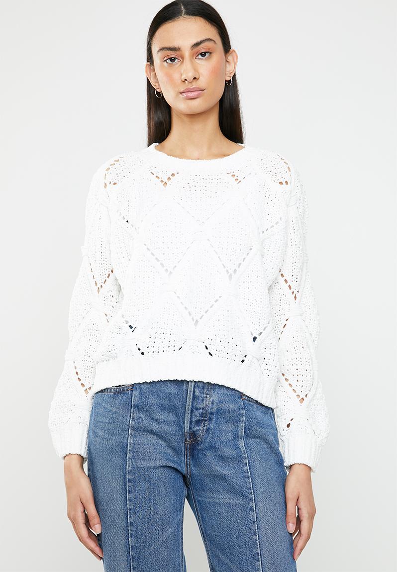 Yasmin long sleeve structure pullover - white ONLY Knitwear ...