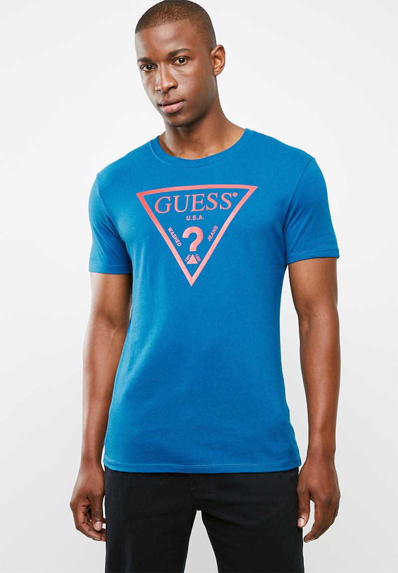 Short sleeve core triangle tee - diver blue GUESS T-Shirts & Vests ...