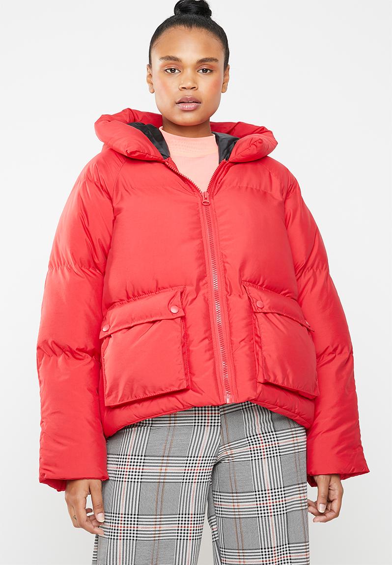 Hooded ultimate puffer jacket - red Missguided Jackets | Superbalist.com