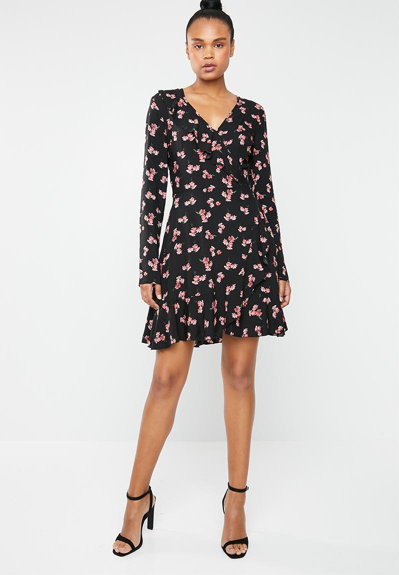 4510281 Black Frill Detail Sweater Dress