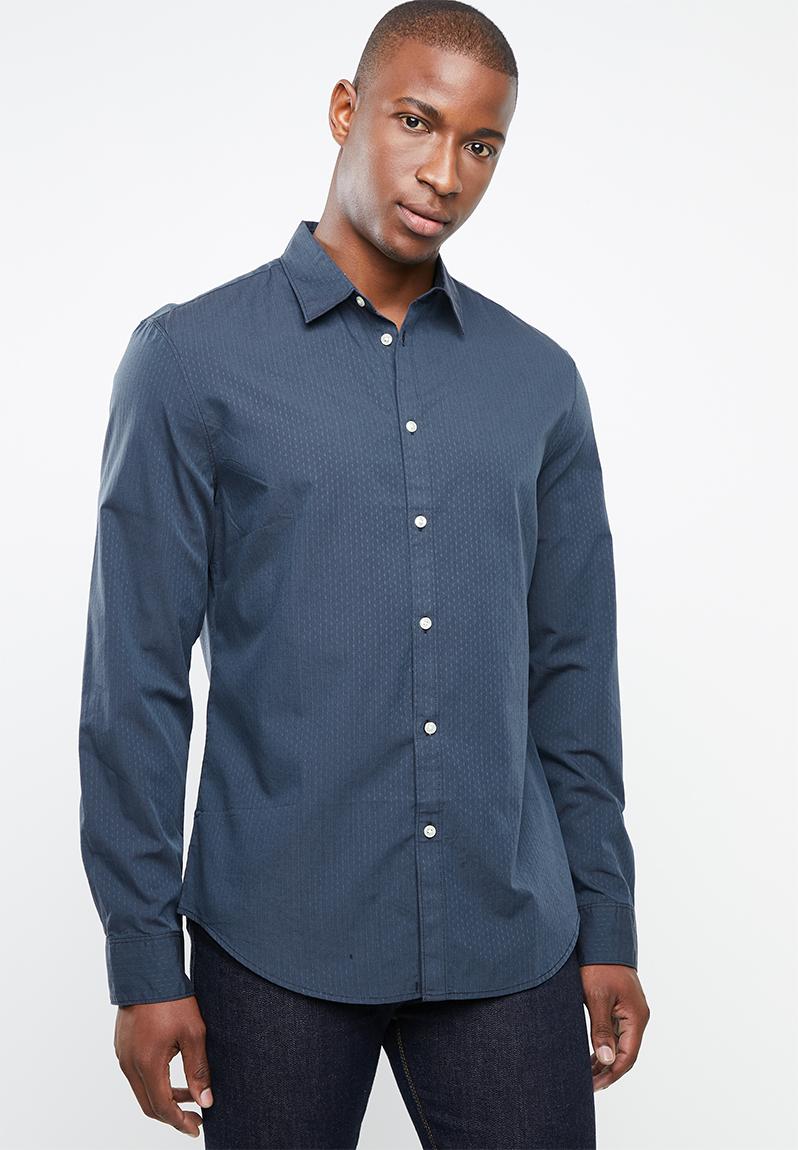 Button-up long sleeve shirt - dark blue STYLE REPUBLIC Formal Shirts ...