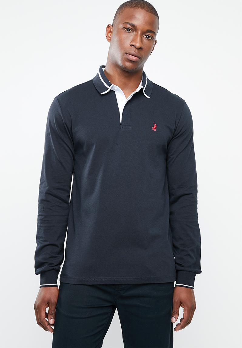 Tipped long sleeve golfer - navy POLO T-Shirts & Vests | Superbalist.com
