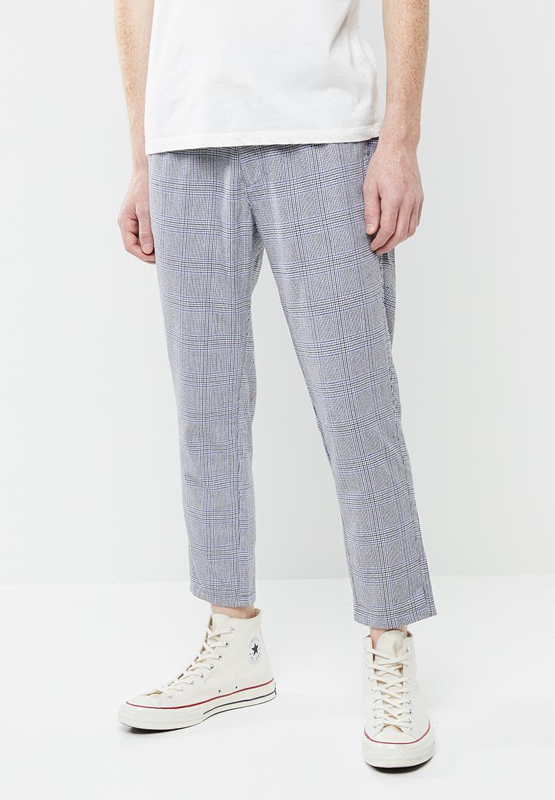 Open hem tapered check chino - blue & black check Superbalist Pants ...