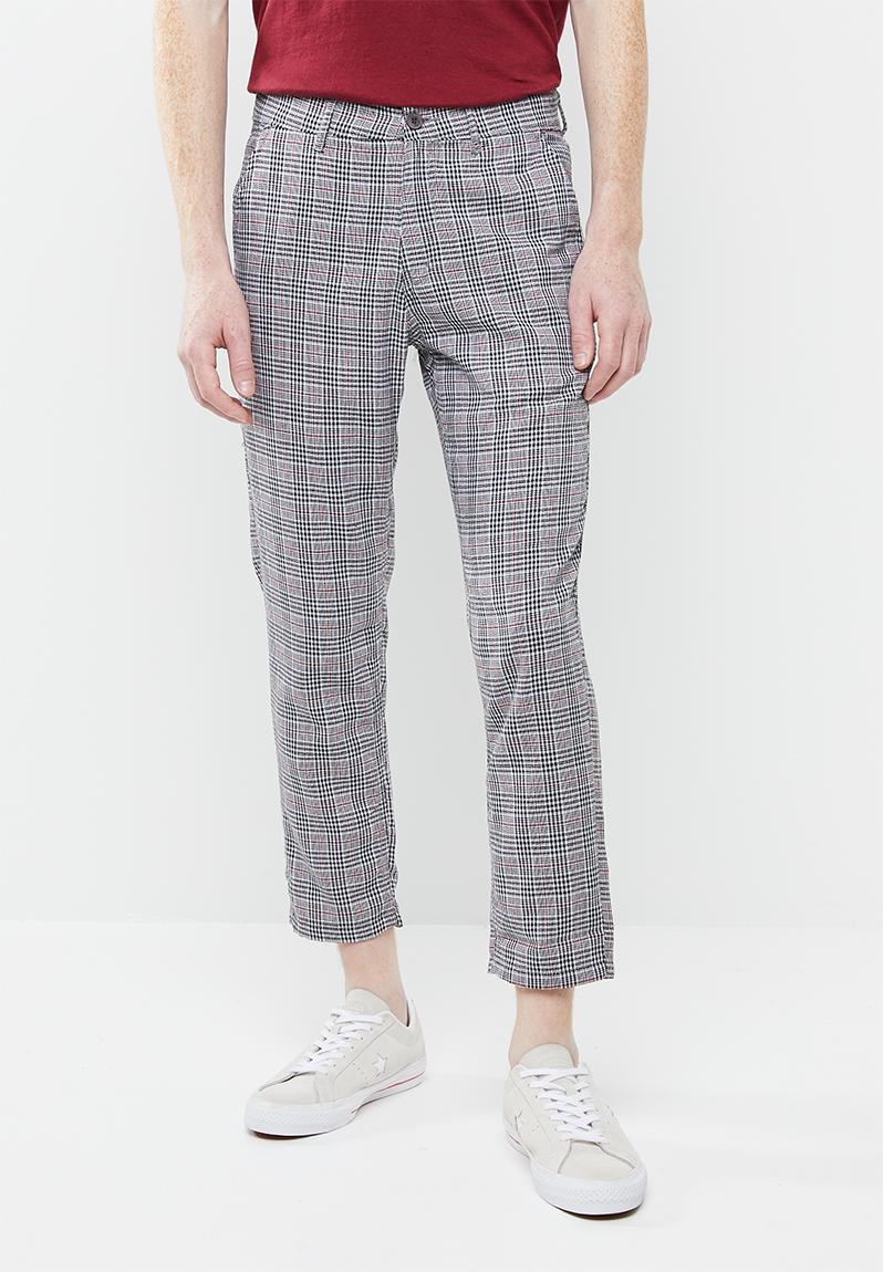 Slim fit cropped check chino - red & black check Superbalist Pants ...
