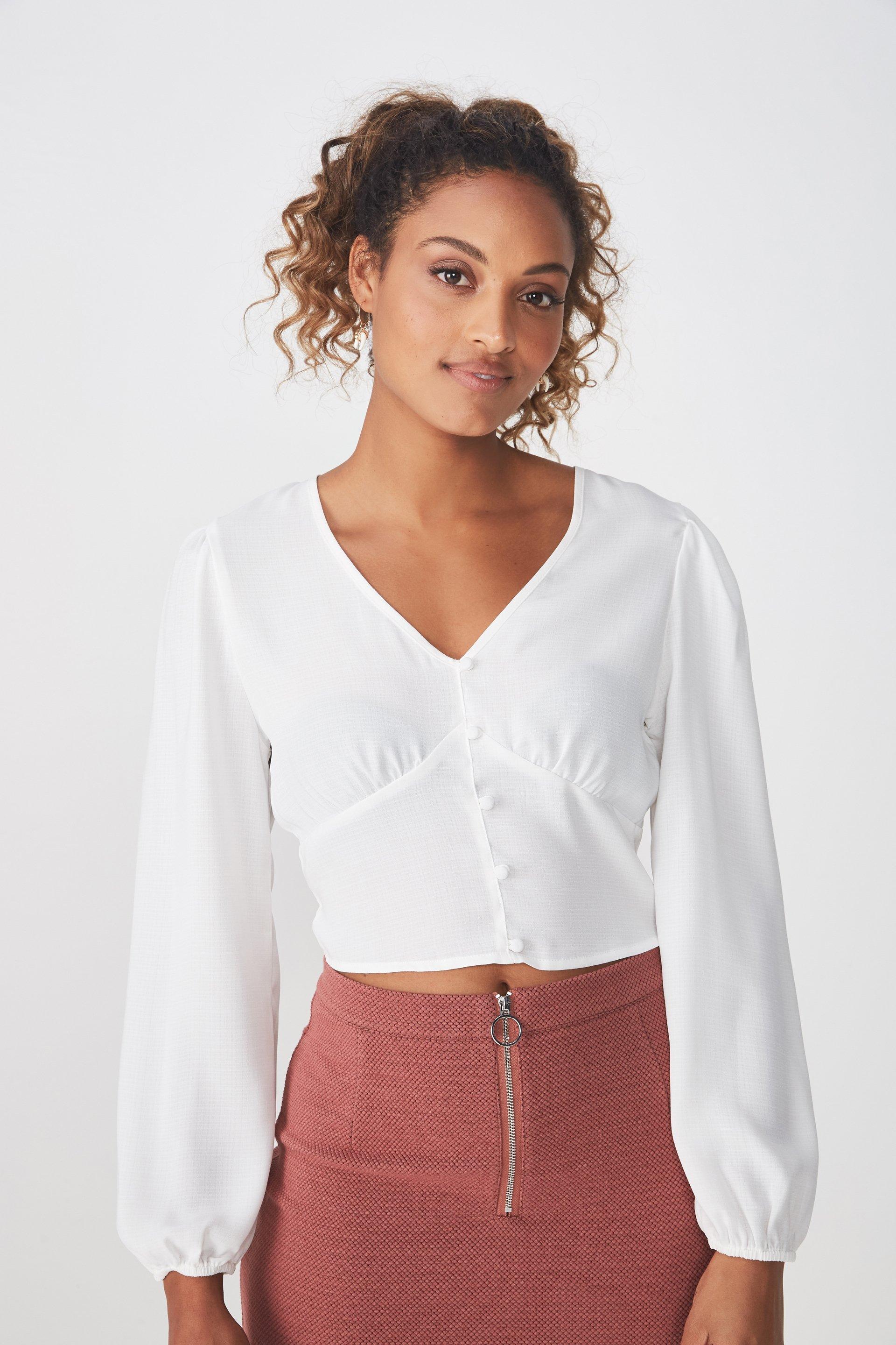 women's white button up blouse