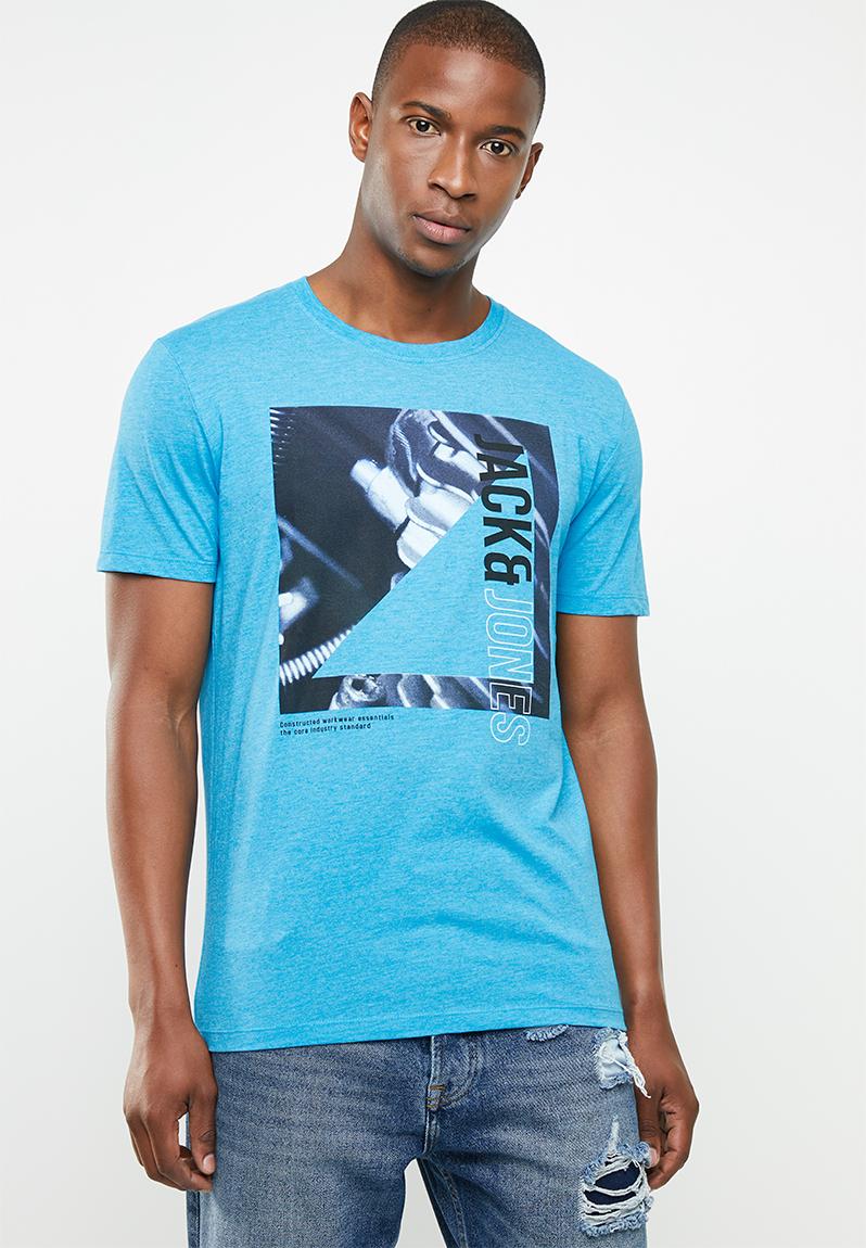 Spring-feel short sleeve crew neck tee - hawaiian ocean Jack & Jones T ...