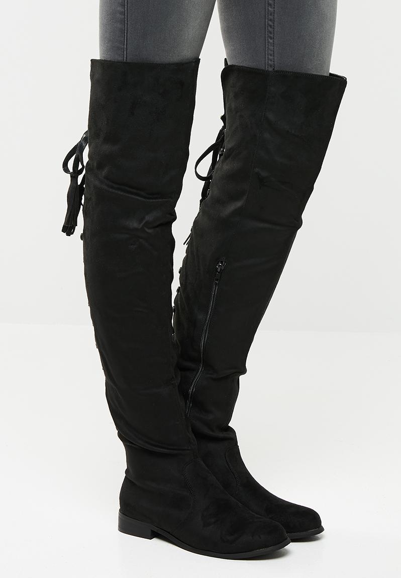 Gabriella faux suede over the knee boot - black Footwork Boots ...
