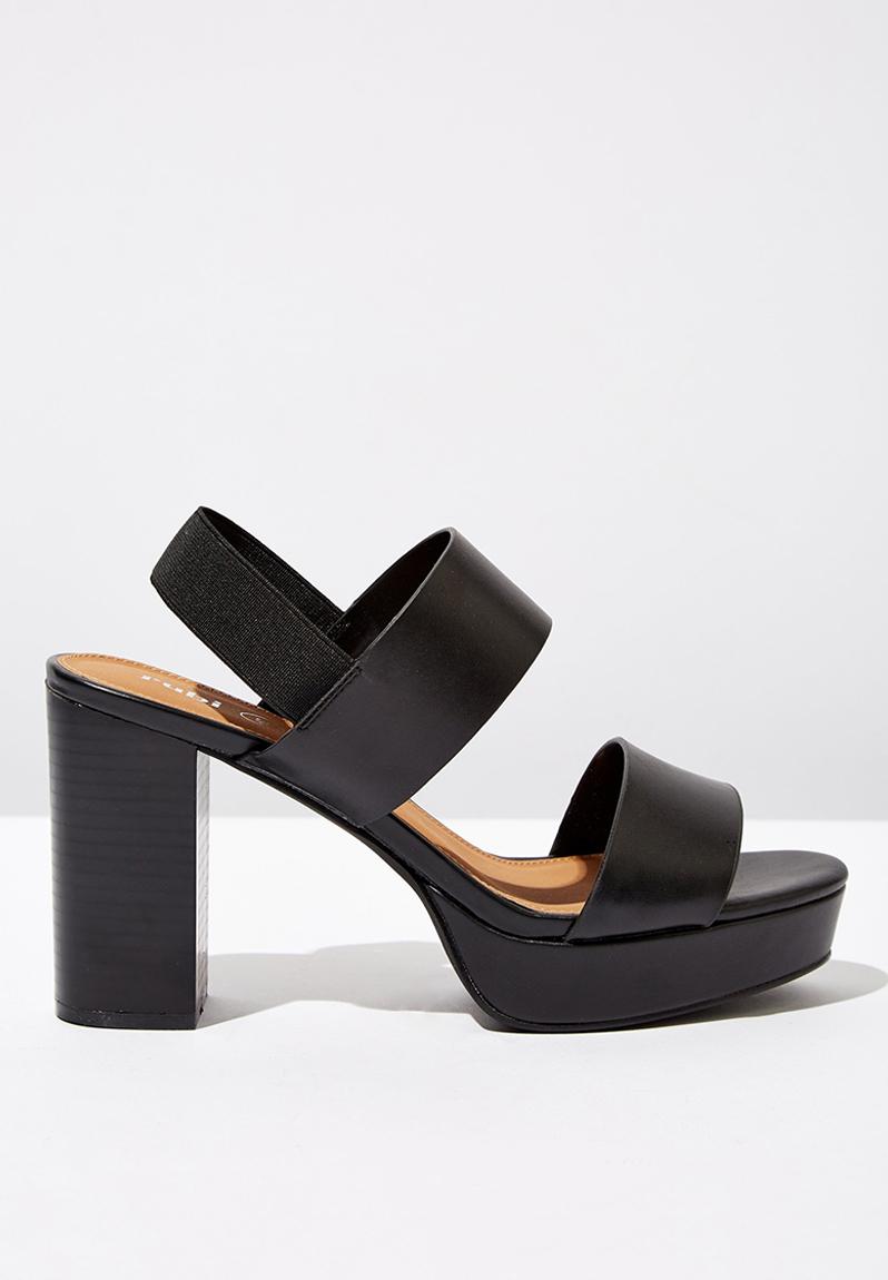 Ava faux leather slingback platform block heel - black smooth Cotton On ...