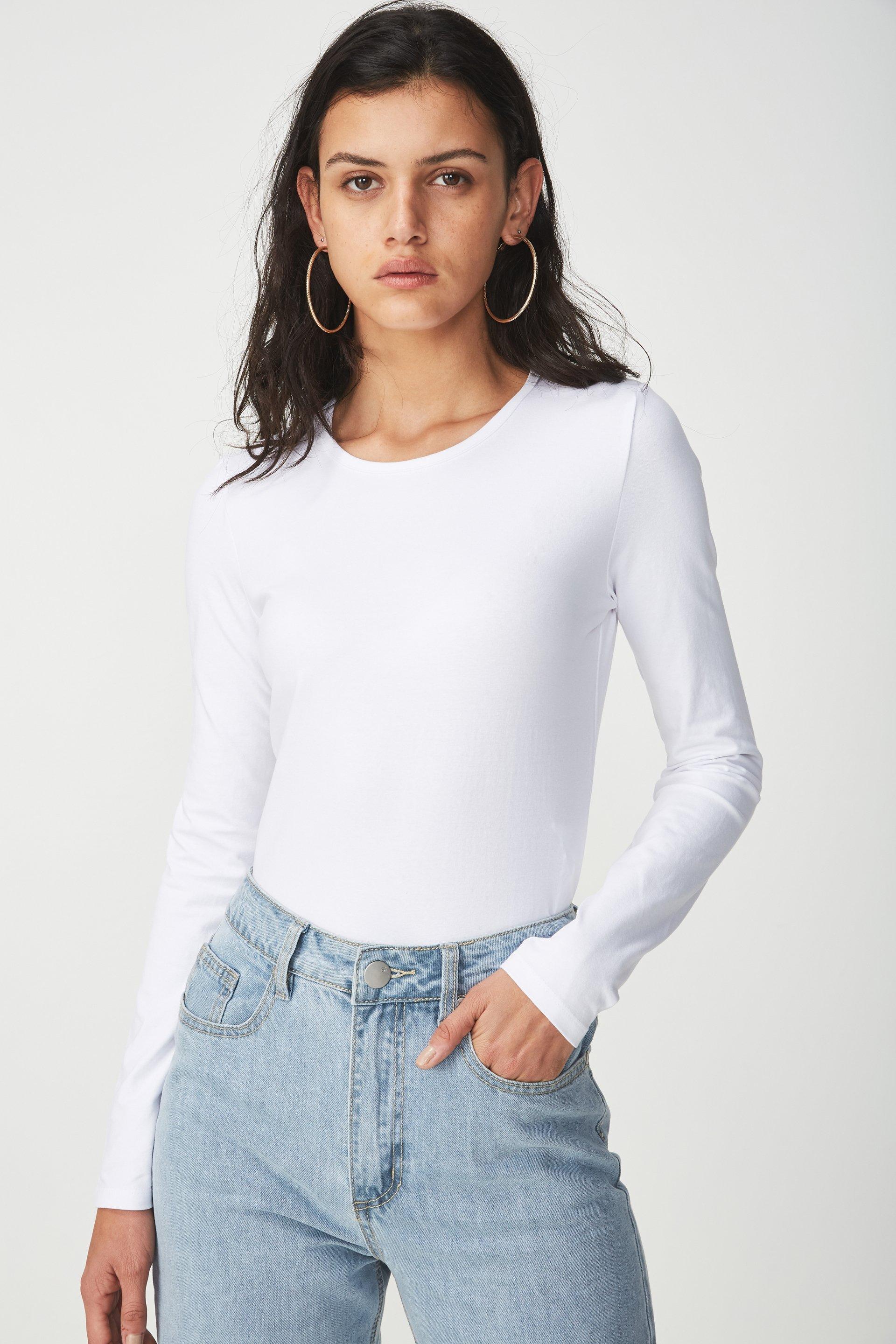 Everyday long sleeve crew neck top - white Cotton On T-Shirts, Vests