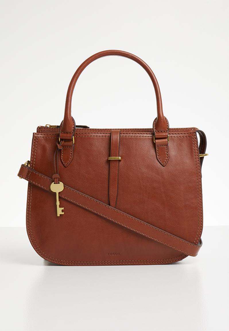 fossil ryder satchel brown