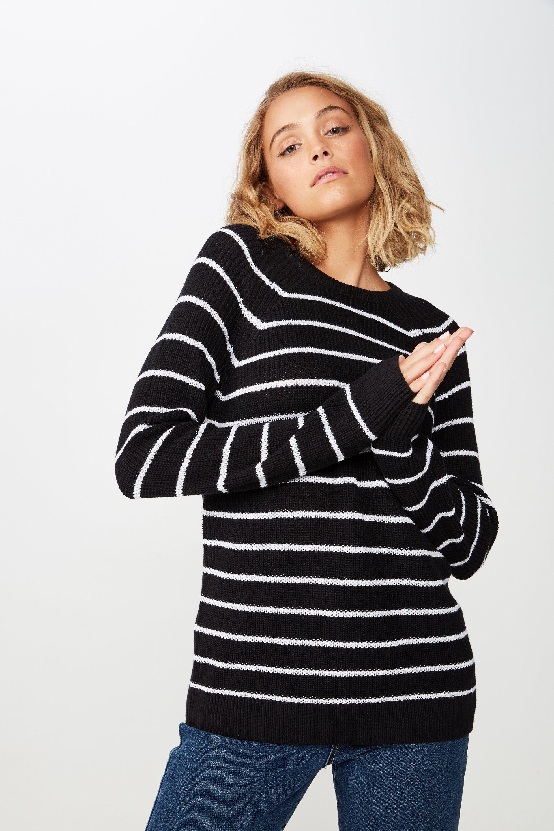 Archy 5 pullover - black and white stripe Cotton On Knitwear ...
