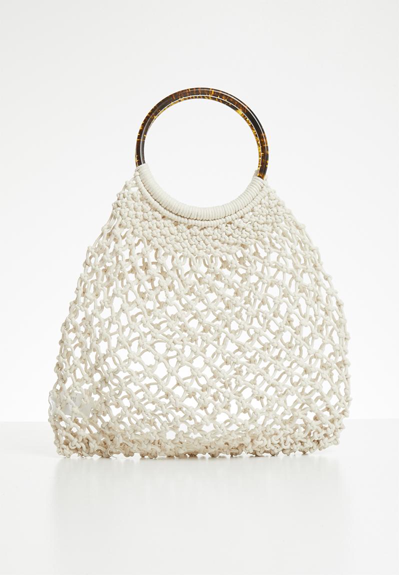 Tort handle macrame bag neutral Cotton On Bags & Purses