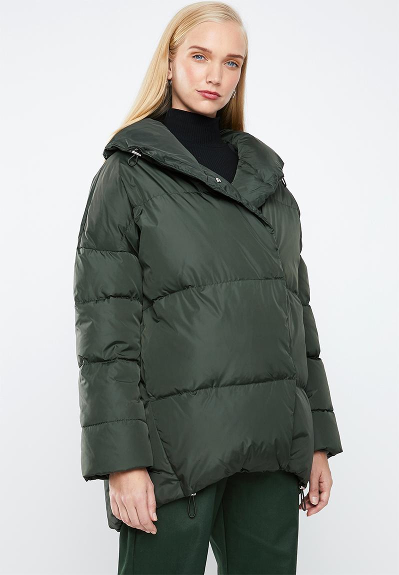 Quilted feather and down oversized puffer - khaki MANGO Jackets ...