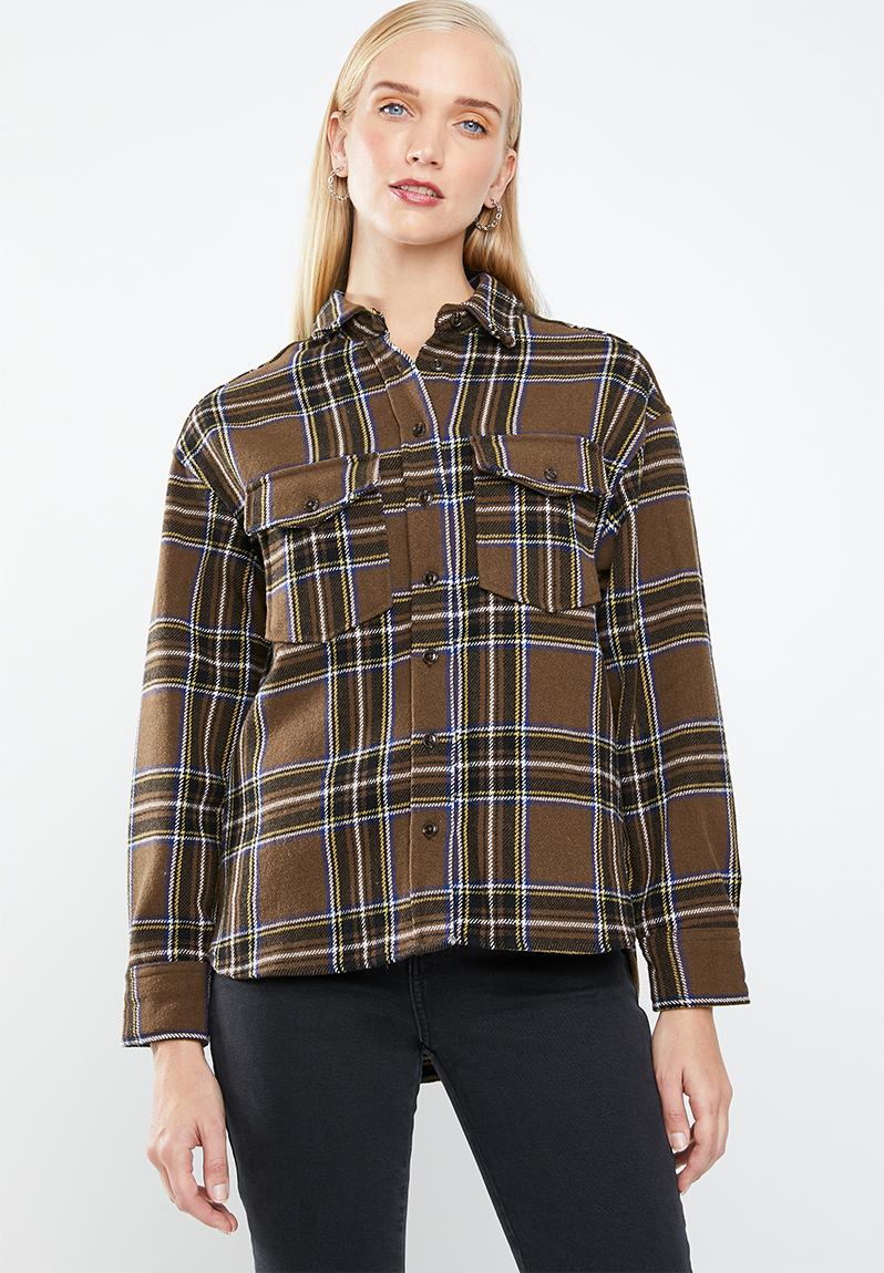 Wool blend check shirt - brown MANGO Shirts | Superbalist.com