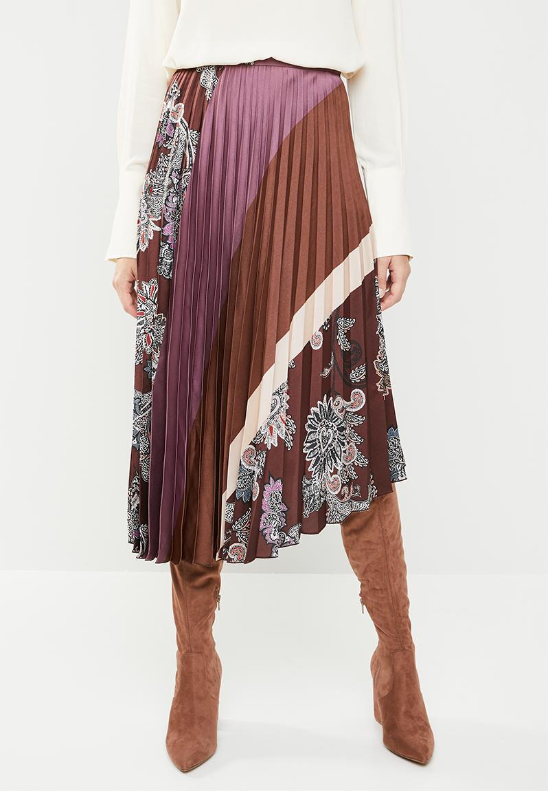 Pleated printed skirt - brown MANGO Skirts | Superbalist.com