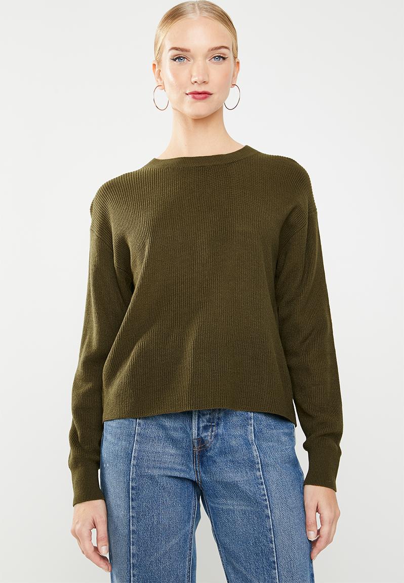 Back vent knit - khaki MANGO Knitwear | Superbalist.com