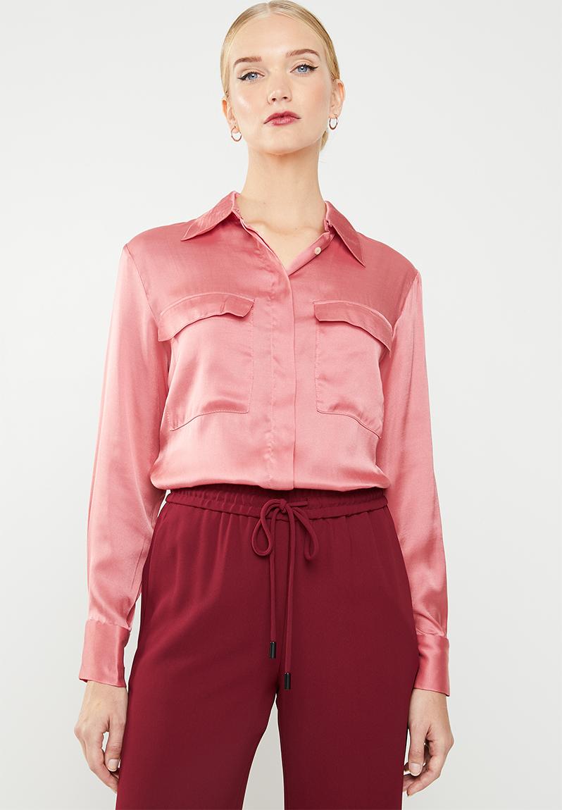 Satin blouse - pink MANGO Shirts | Superbalist.com