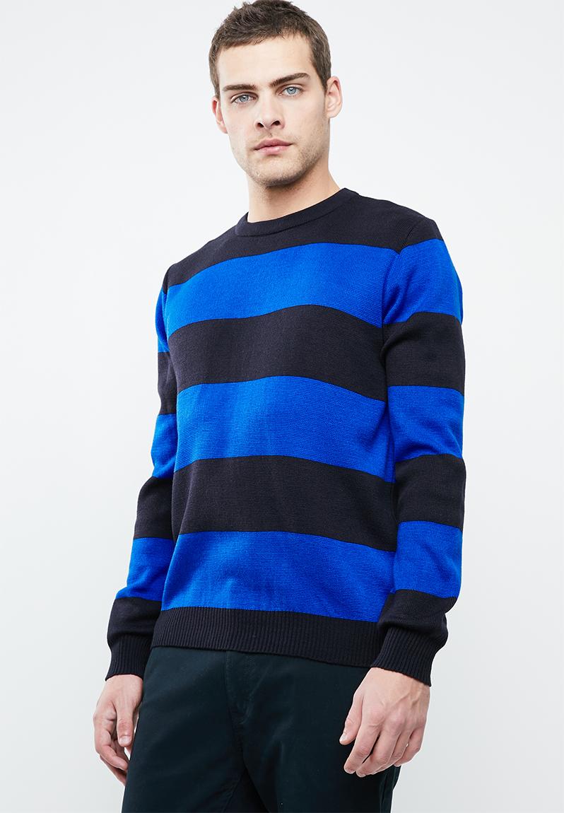 Stripe lightweight pullover knit - navy/cobalt blue Superbalist ...