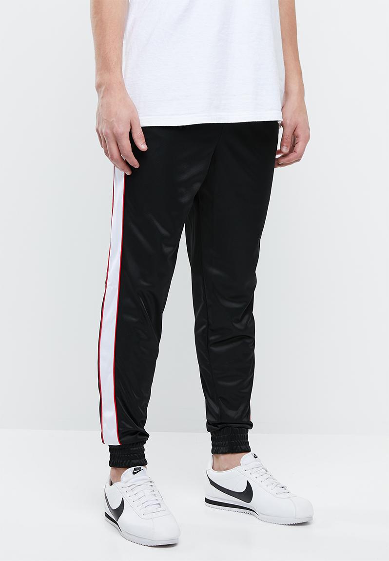 Slim fit cuffed side stripe tricot pant - black Superbalist Pants ...