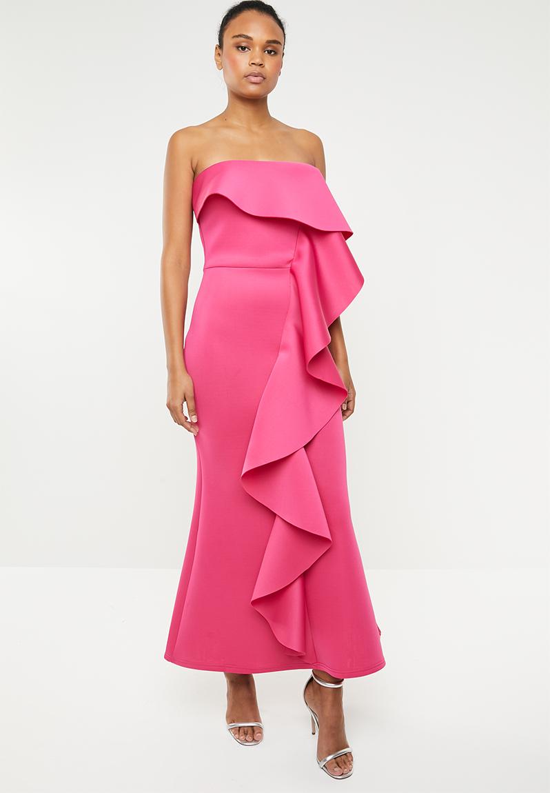 Ruffle Detail Maxi Dress Dark Pink STYLE REPUBLIC Occasion ...