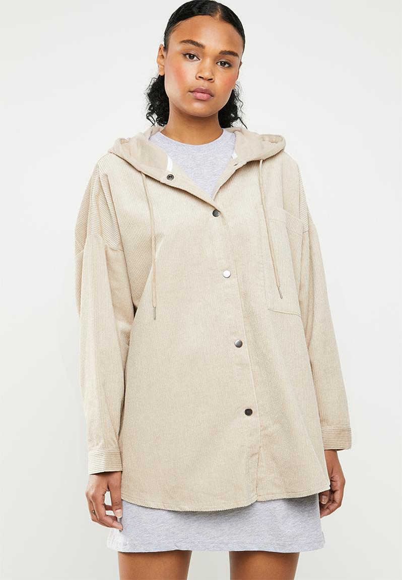Cord hooded shacket - neutral Missguided Jackets | Superbalist.com