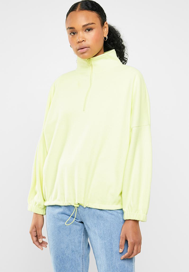 Zip-up high neck toggle sweat - lime Missguided Hoodies & Sweats ...