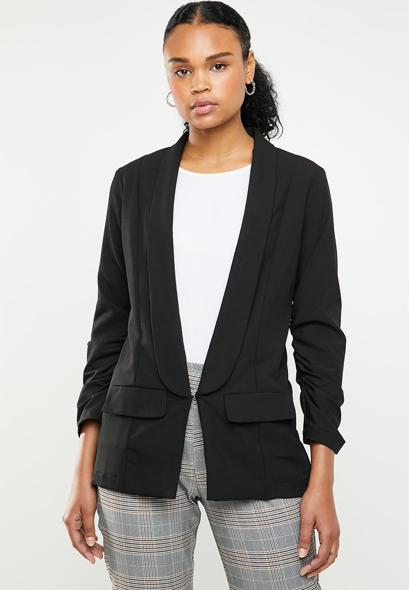 Ruched sleeve blazer -black STYLE REPUBLIC Jackets | Superbalist.com