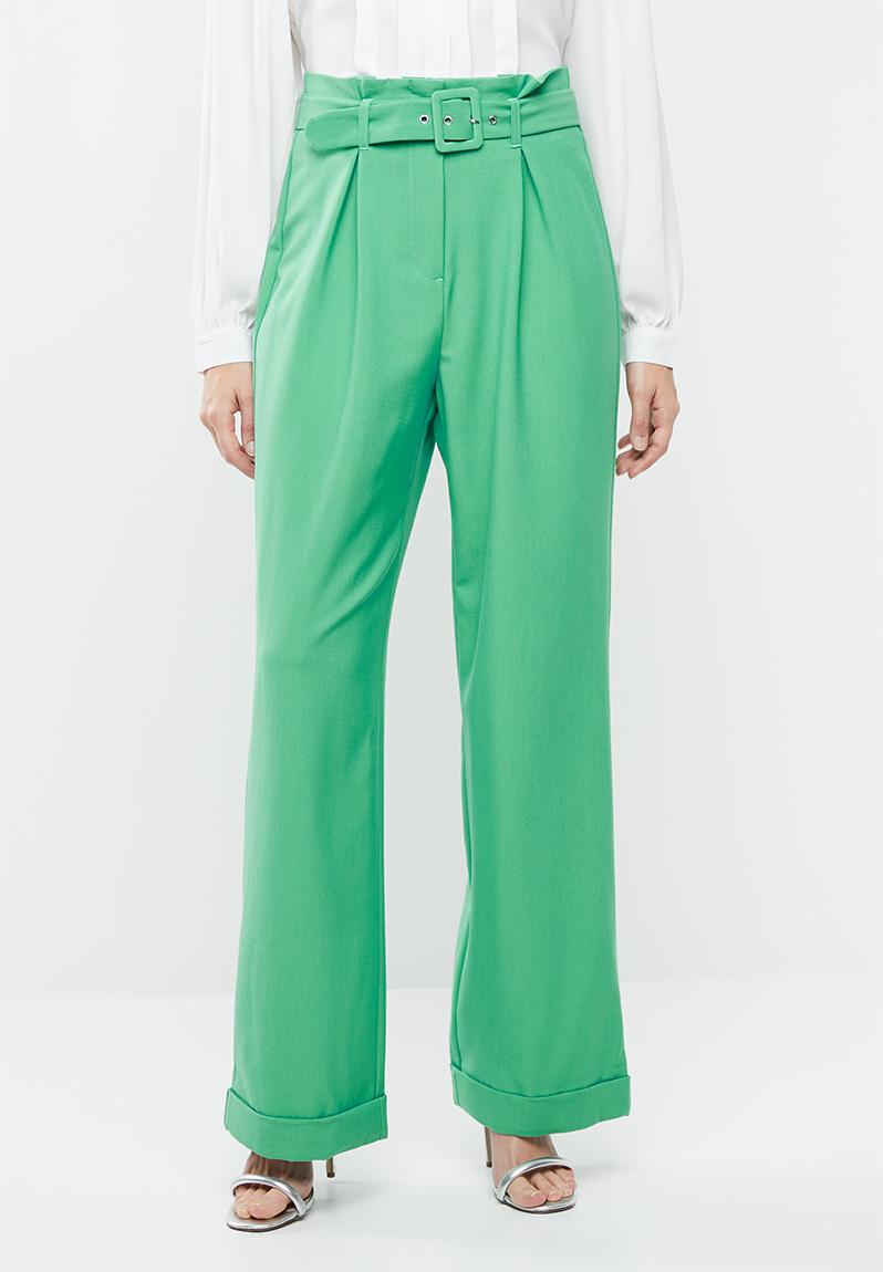 Savanah belted long pants - holly green Vero Moda Trousers ...