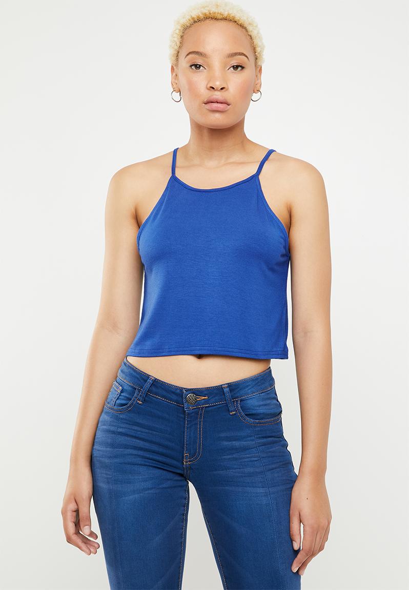 High neck crop top - blue c(inch) T-Shirts, Vests & Camis | Superbalist.com