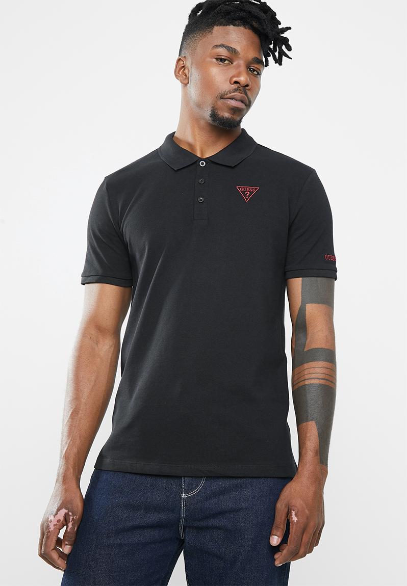 Short sleeve guess classic polo - jet black GUESS T-Shirts & Vests ...